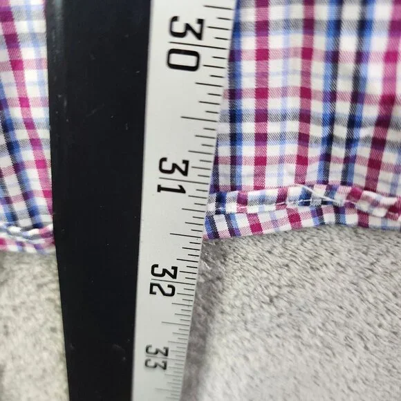 Mens Nordstrom Tech-Smart Red Blue White Check Classic Fit Long sleeve Shirt 19 - Picture 7 of 8